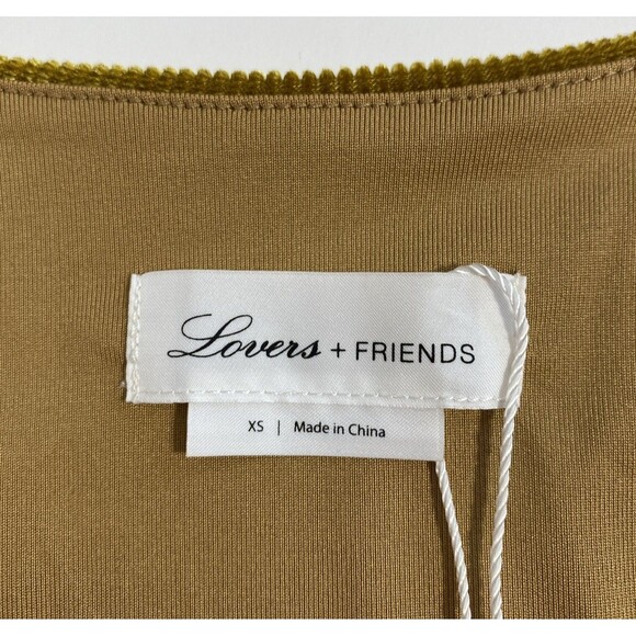 Lovers + Friends Wrap Dress Women's XS Gold Belted Corduroy Ribbed Revolve NEW - Picture 13 of 14